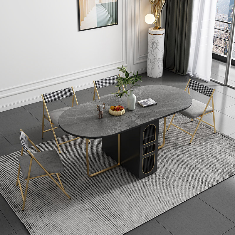 BÀN ĂN THÔNG MINH GẤP GỌN MẶT ĐÁ OVAL ERICA – DP19